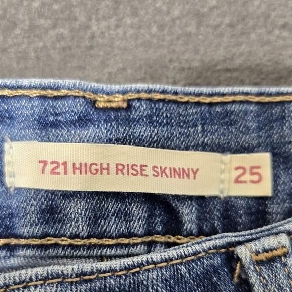 Levi's 721 High Rise Skinny Stretch Blue Levis Jeans Women's Size 25 X 24 Y2K - Picture 5 of 11